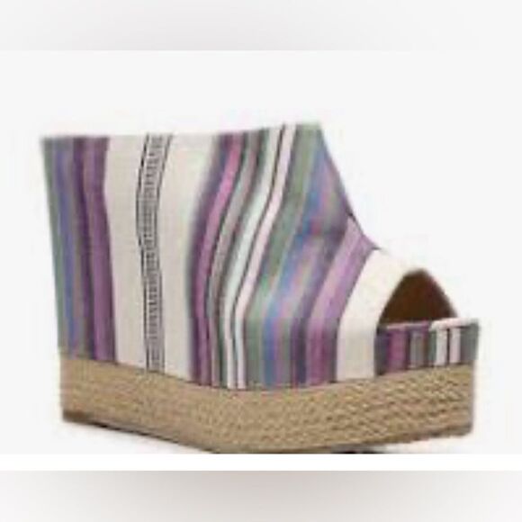 Chinese Laundry 2 Keep Going Striped Jute Wedge Sandal. With box. Size 7.5 (38). - Picture 1 of 9